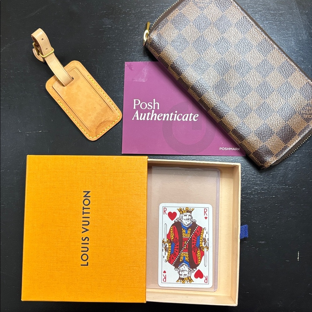 Louis Vuitton Damier Ebene Zippy Wallet +LV Card + Luggage Tag + Boxes+ Bag Tote